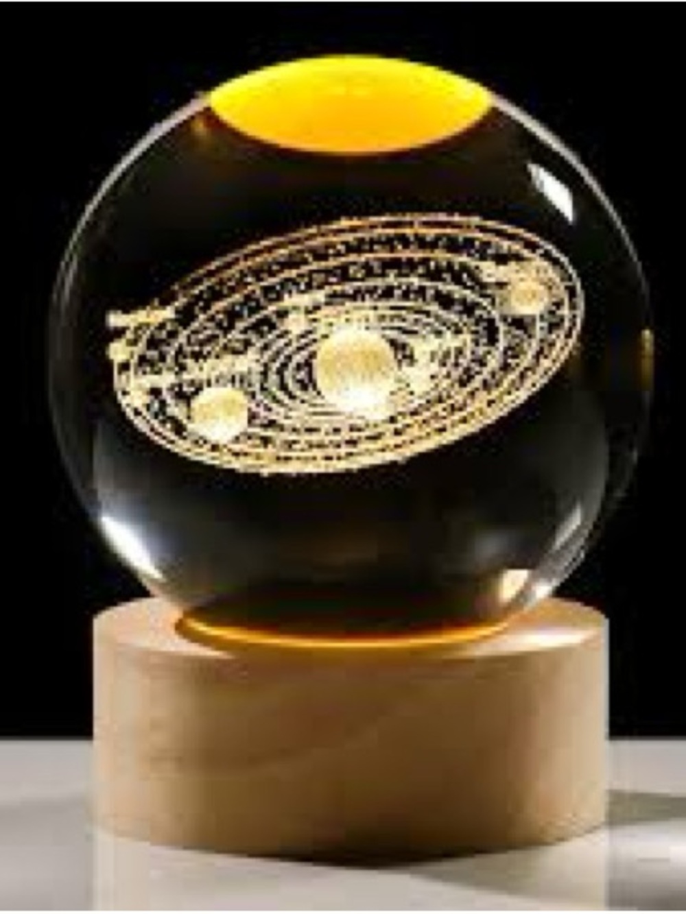 LED Crystal Globe Night Light with Solar System Etching